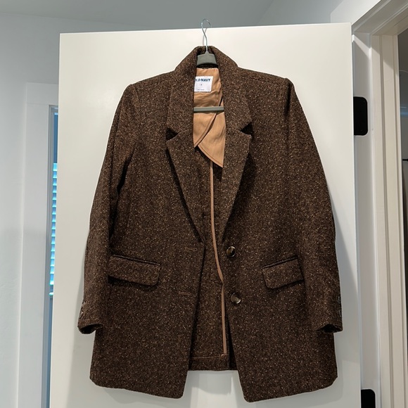 Old Navy Oversized Brown Tweed Blazer - Picture 1 of 2